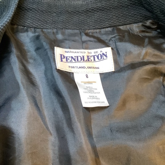 Pendleton Cotton Black  Blazer Jacket Size 8 Button Up with Pockets - Picture 4 of 7